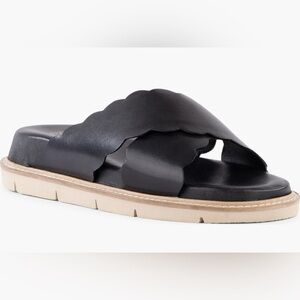 SEYCHELLES WOODSTOCK PLATFORM BLACK LEATHER SLIDE ON SANDAL NEW IN BOX